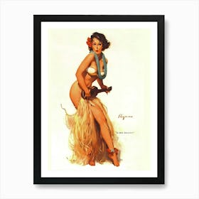 Hawaii Pinup Girl Plays Ukulele Art Print