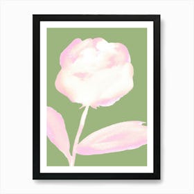 Rose White Pink Green Pastel - Watercolor Minimalist Painting Art Print