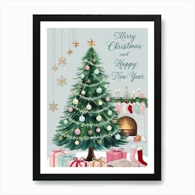 Merry Christmas And Happy New Year Art Print