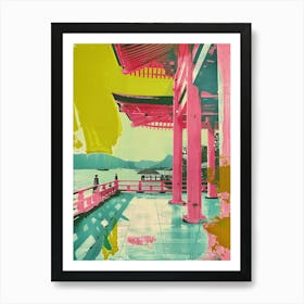 Miyajima Japan Retro Duotone Silkscreen 6 Art Print