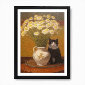 Queen With A Cat 1 Pointillism Style Art Print