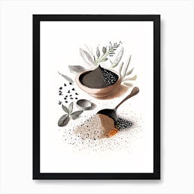 Black Salt Spices And Herbs Pencil Illustration 1 Art Print