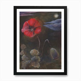 Poppy Dream - figurative classical old master style painting vertical floral flower red Art Print