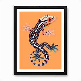 Coral Tokay Gecko Abstract Modern Illustration 3 Art Print