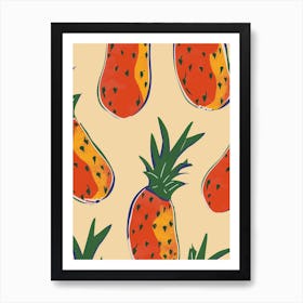 Pineapple Pattern Illustration 4 Art Print