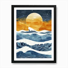 Ocean Waves At Sunset 1 Art Print