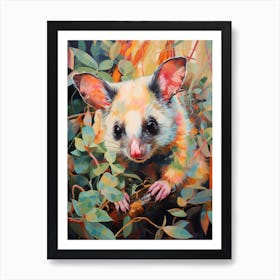  A Eucalyptus Loving Possum Vibrant Paint Splash 1 Art Print