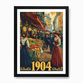 Aihrgdesign A Nostalgic Poster Of A Lively City Street Market 0f401653 E727 47f6 8e71 52dd54e7d62a 0 Art Print