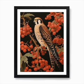 Dark And Moody Botanical American Kestrel 2 Art Print