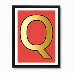Letter Q Gold Alphabet Pink Art Print