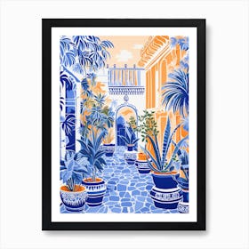 Jardin Majorelle Morocco Modern Blue Illustration 4 Living Room Art print