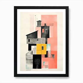 A House In Stockholm, Abstract Risograph Style 2 Art Print