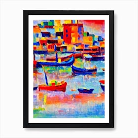 Port Of Doha Qatar Brushwork Painting harbour Art Print