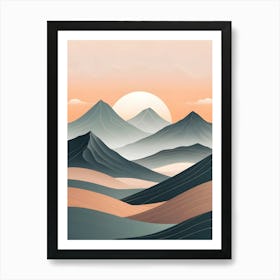 Abstract Mountain Landscape At Sunset Art Print