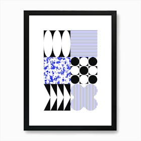 Abstract Pattern minimalism art blue and black Art Print