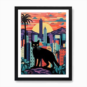 Los Angeles, United States Skyline With A Cat 1 Art Print