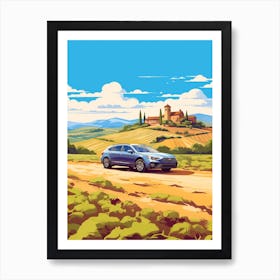 A Subaru Outback In The Tuscany Italy Illustration 2 Art Print