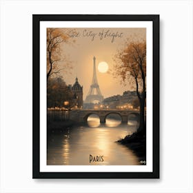 City Of Lights Paris, minimalist soft tones palette, watercolor poster Art Print