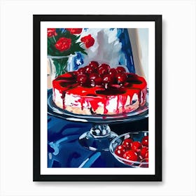 Cherry Cheesecake Painting 2 Art Print