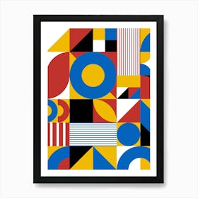 Abstract Geometric Pattern - Bauhaus geometric retro poster #4, 60s poster Art Print