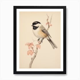 Vintage Bird Drawing Carolina Chickadee 1 Art Print