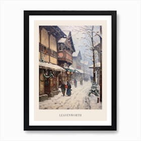 Vintage Winter Painting Poster Leavenworth Washington Art Print