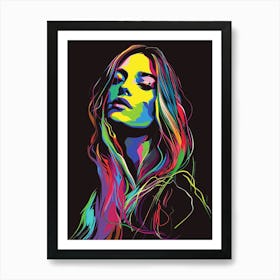 Woman With Colorful Hair Art Print