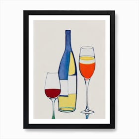 Franciacorta Picasso Line Drawing Cocktail Poster Art Print