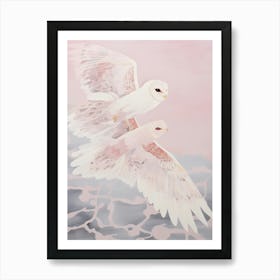 Pink Ethereal Bird Painting Barn Owl 2 Art Print