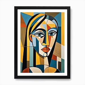 Woman Portrait Cubism Pablo Picasso Style (6) Art Print