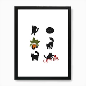 Cat's Life Poster, Meow Wall Art, Funny Crazy Cat Lady Decor, Trendy Kitten Print, Kitty Home Decor Art Print