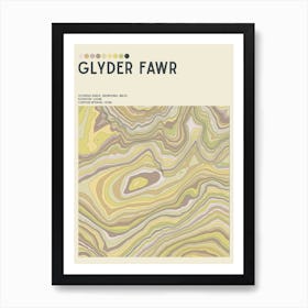 Glyder Fawr Wales Topographic Contour Map Art Print
