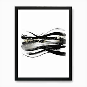 Black And White Brush Strokes 1 Art Print