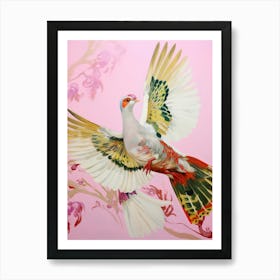 Pink Ethereal Bird Painting Pheasant 1 Art Print