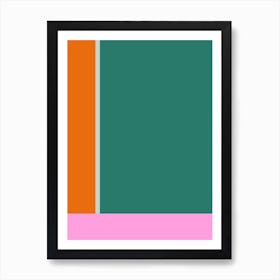 Geometric Color Block in Green Pink and Orange Art Print