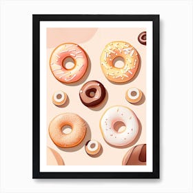 Donuts Dessert Neutral Abstract Illustration Flower Poster