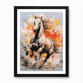 A Horse Painting In The Style Of Spattering 1 Art Print