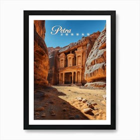 Petra, Jordan: Iconic Red Rock Temple Poster Art Print