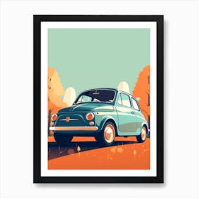 A Fiat 500 In French Riviera Car Illustration 2 Art Print