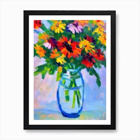 Daisy Floral Abstract Block Colour 2 Flower Art Print