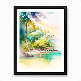 Providencia Island Colombia Watercolour Pastel Tropical Destination Art Print