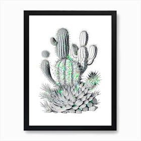 Notocactus Cactus William Morris Inspired 2 Art Print