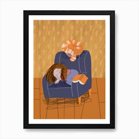 Girl Sleeping On A Chair Art Print