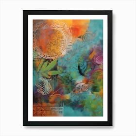 Free Nature, Abstract Collage In Pantone Monoprint Splashed Colors Art Print