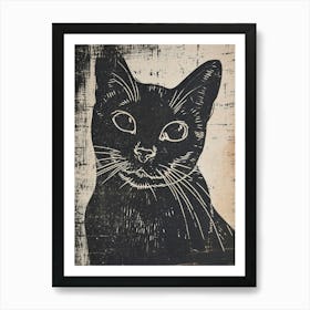 Chartreux Cat Linocut Blockprint 6 Art Print