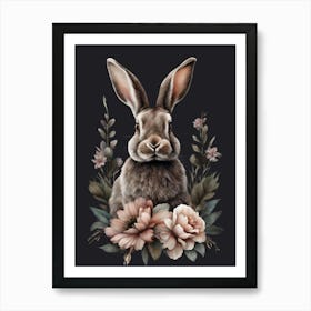 Rabbit With Flowers Art Print