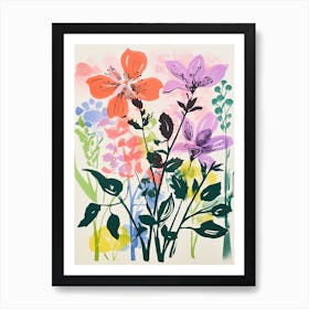 Colourful Flower Still Life In Risograph Style 4 Art Print