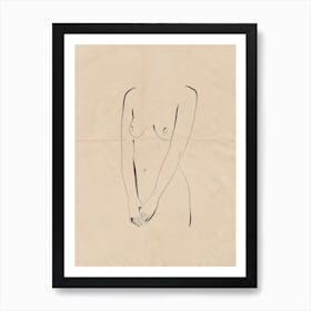 Nude On Vintage Paper 01 Art Print