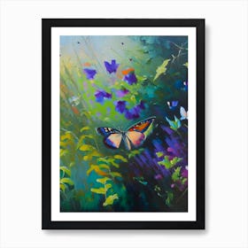 Butterfly In Garden Oil Painting 1 Art Print