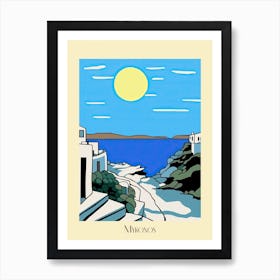 Poster Of Minimal Design Style Of Mykonos, Greece 4 Art Print